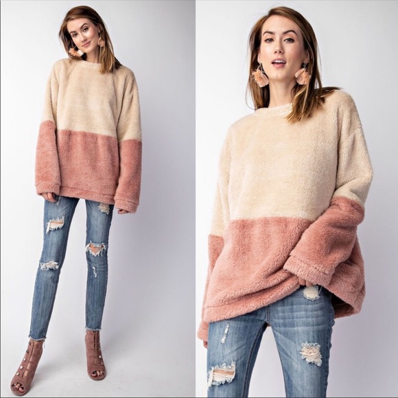 THE BOOKMARK Tops - NEW!  FURRY LONG SLEEVE PULLOVER
